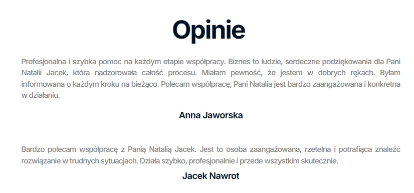 Opinie klientów z Katowic o profesjonalnej i szybkiej pomocy na każdym etapie współpracy. Referencje Anny Jaworskiej i Jacka Nawrota.
