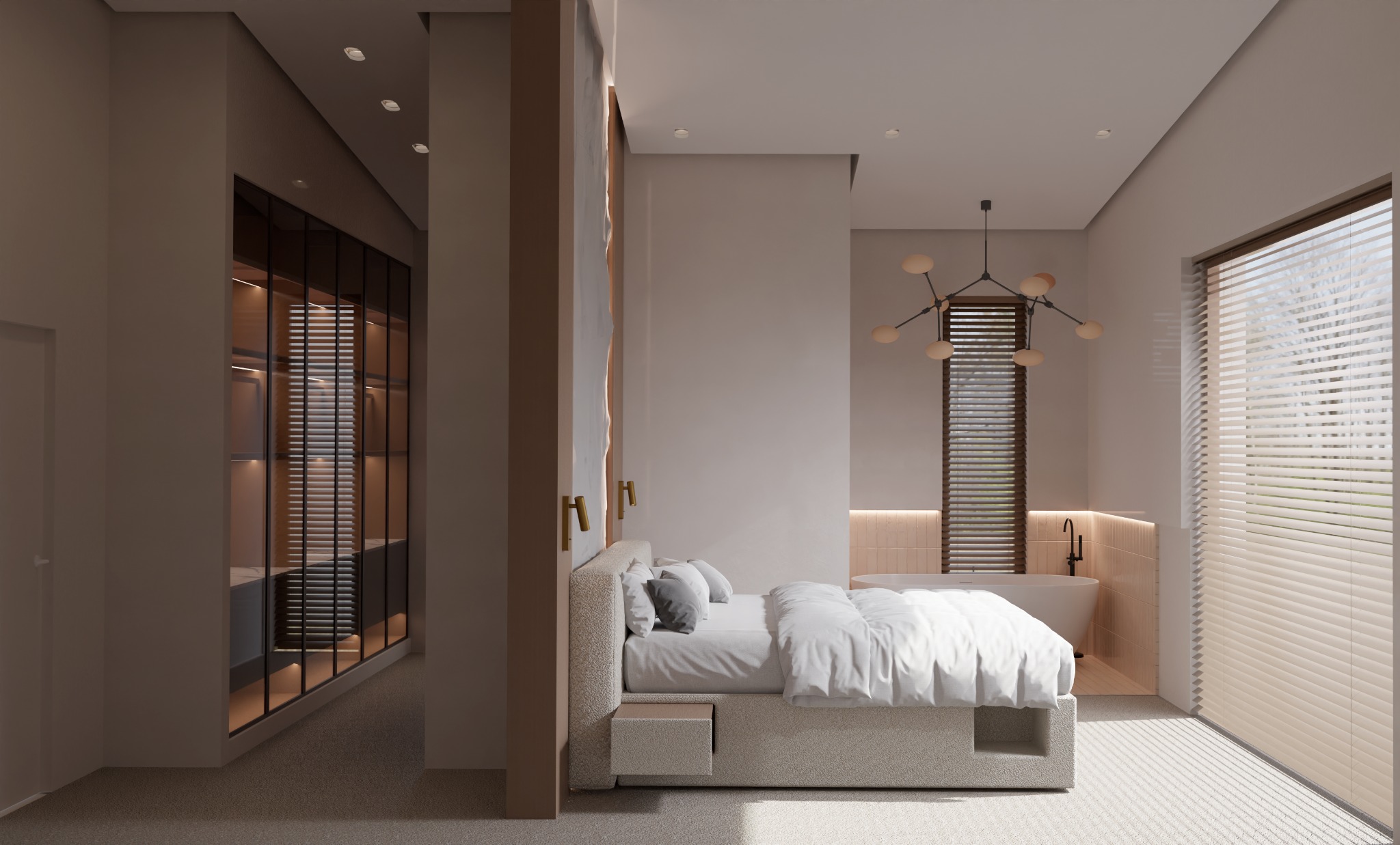 Sypialnia z wanną i garderobą