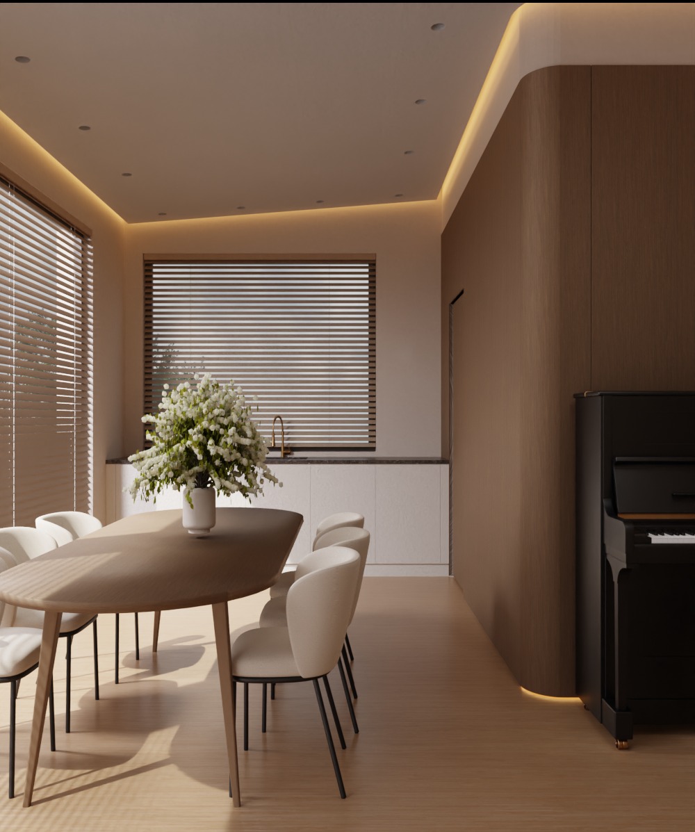 Jadalnia z kuchnią czystą jak i zamkniętą kuchnią brudną.