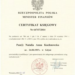 Certyfikat Księgowy wydany przez Ministra Finansów
