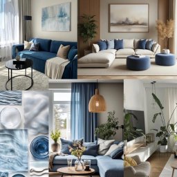 Moodboard koncepcyjny – elegancka strefa dzienna. Projekt skupia się na ponadczasowej elegancji, wizualnym porządku i przytulności, które zwiększają atrakcyjność wnętrza na zdjęciach i w odbiorze potencjalnych najemców.

