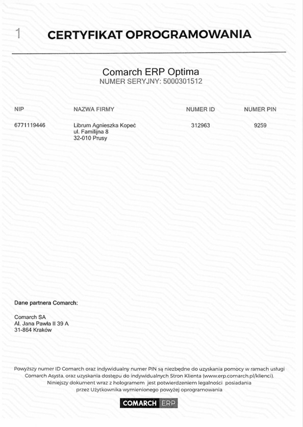 Certyfikat oprogramowania