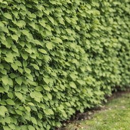 Ogrody po Naszymu - Gęsty, zielony żywopłot z drobnymi liśćmi, równo przycięty, oddzielający trawnik. Widoczne delikatne cieniowanie i faktura liści. Estetyczne wykończenie ogrodu.