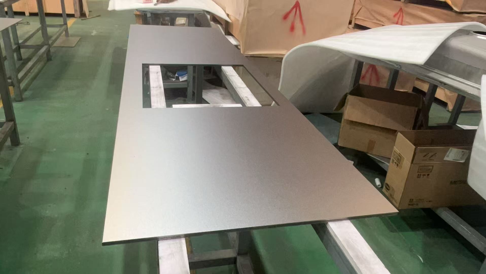 Blat kuchenny ze stali, z wycięciem na indukcję. Realizacja: Wrocław. Stal lita. 10mm