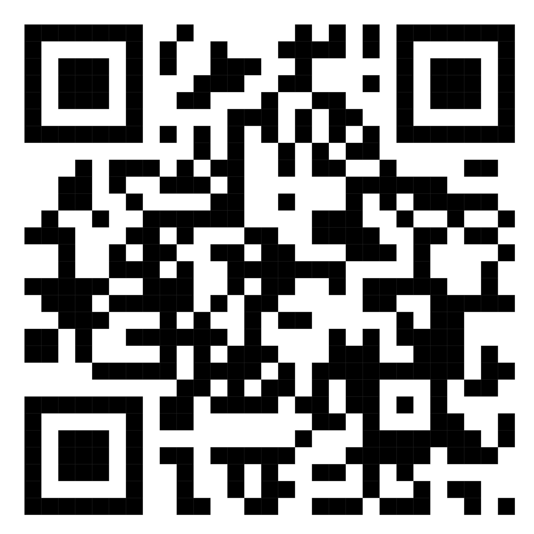 Czarno-biały kod QR z trzema charakterystycznymi kwadratami w rogach, gotowy do zeskanowania. Grafika o wysokim kontraście.