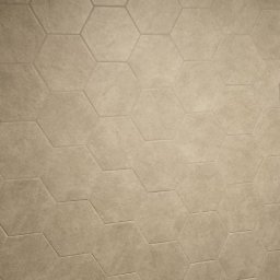 VikRemBud - Beżowa ściana wyłożona heksagonalnymi płytkami ceramicznymi z widocznym gniazdkiem elektrycznym. Minimalistyczny design, neutralna kolorystyka.