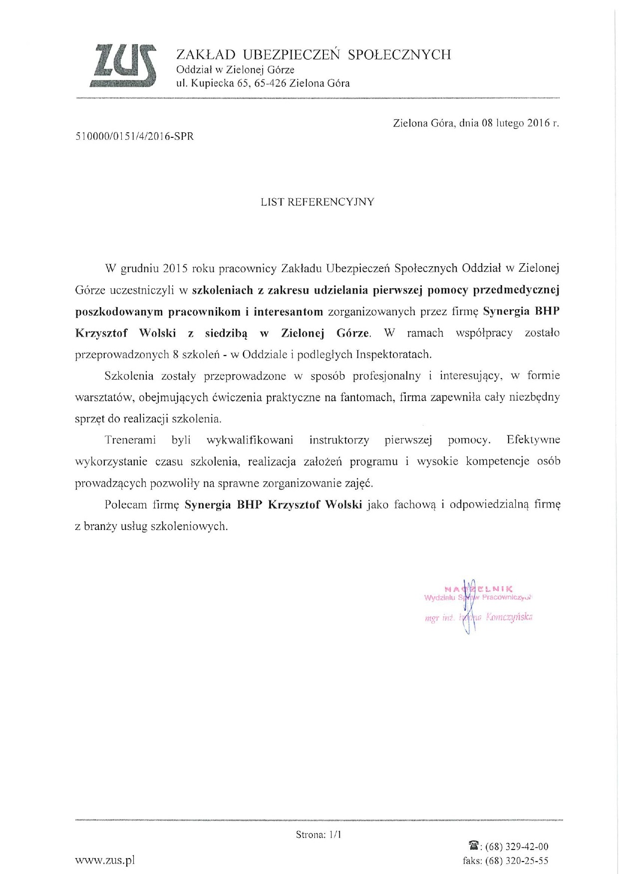 Referencje: ZUS