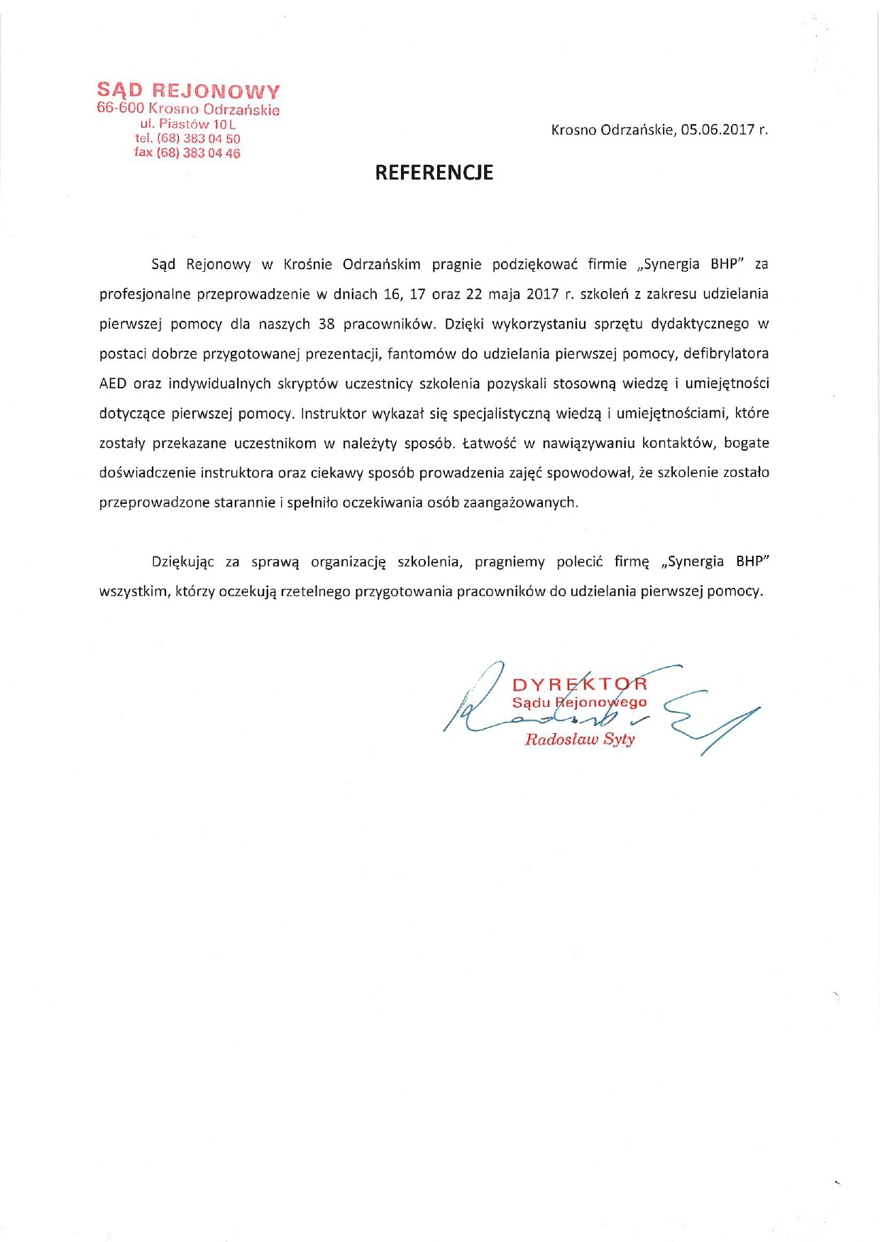 Referencje: Sąd Rejonowy