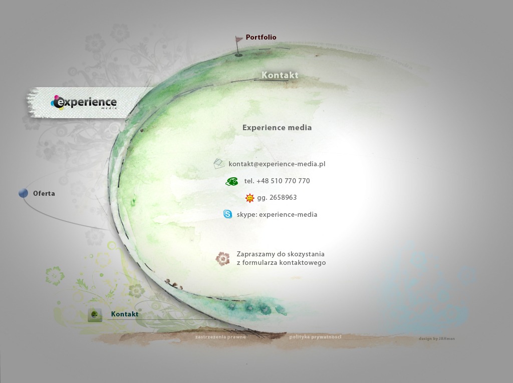 Strona agencji marketingowej Experience media