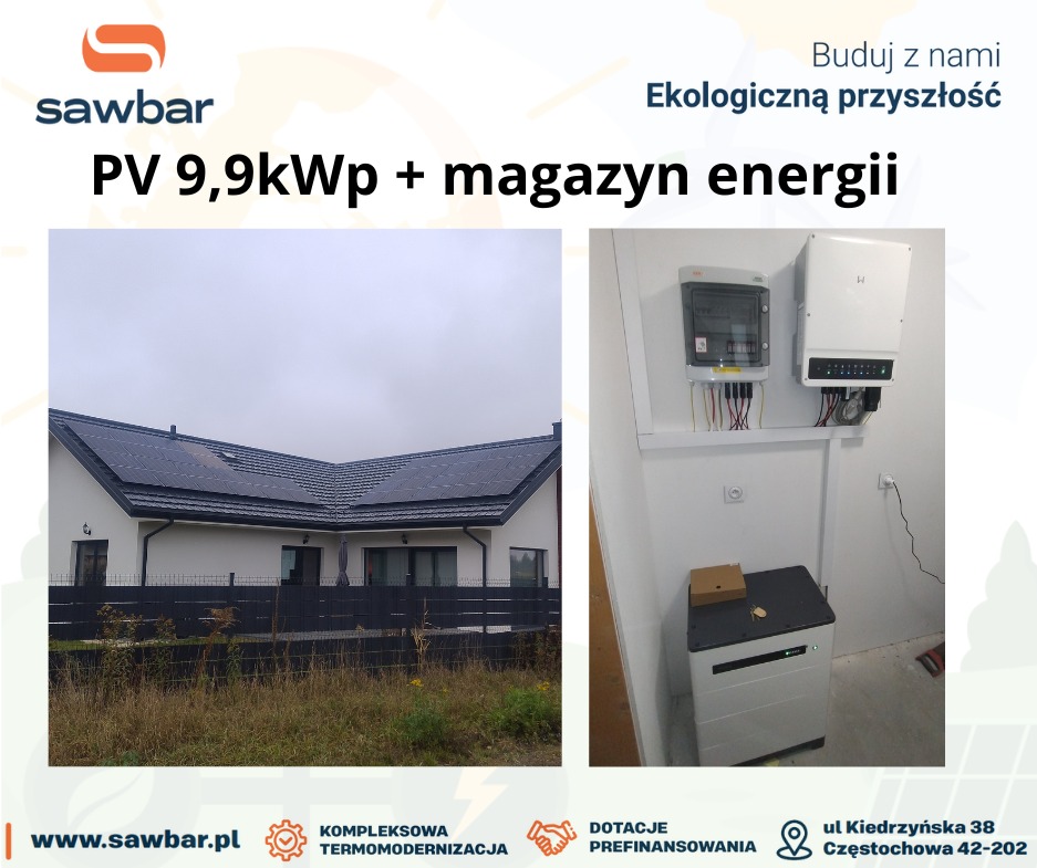 Kajetany (Mazowieckie) Moc: 9,9kWp z magazynem energii