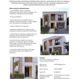 Ecd-Art biuro projektowo-artystyczne Ewelina Chapska-Domańska - Oferta biura projektowego: wizualizacja nowoczesnego domu dwukondygnacyjnego z garażem, minimalistyczna elewacja w bieli i drewnie, otoczenie z zielenią.