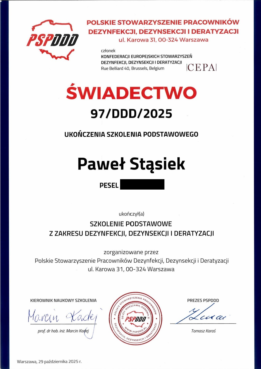 Posiadamy certyfikat DDD – legalne i bezpieczne usługi.