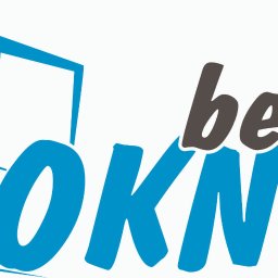 OKNO-BEST Piotr Świerczek - Niebieski, graficzny logotyp firmy 'best OKNO' z elementem okna w lewym górnym rogu. Napis 'OKNO' w kolorze niebieskim, 'best' w kolorze szarym.