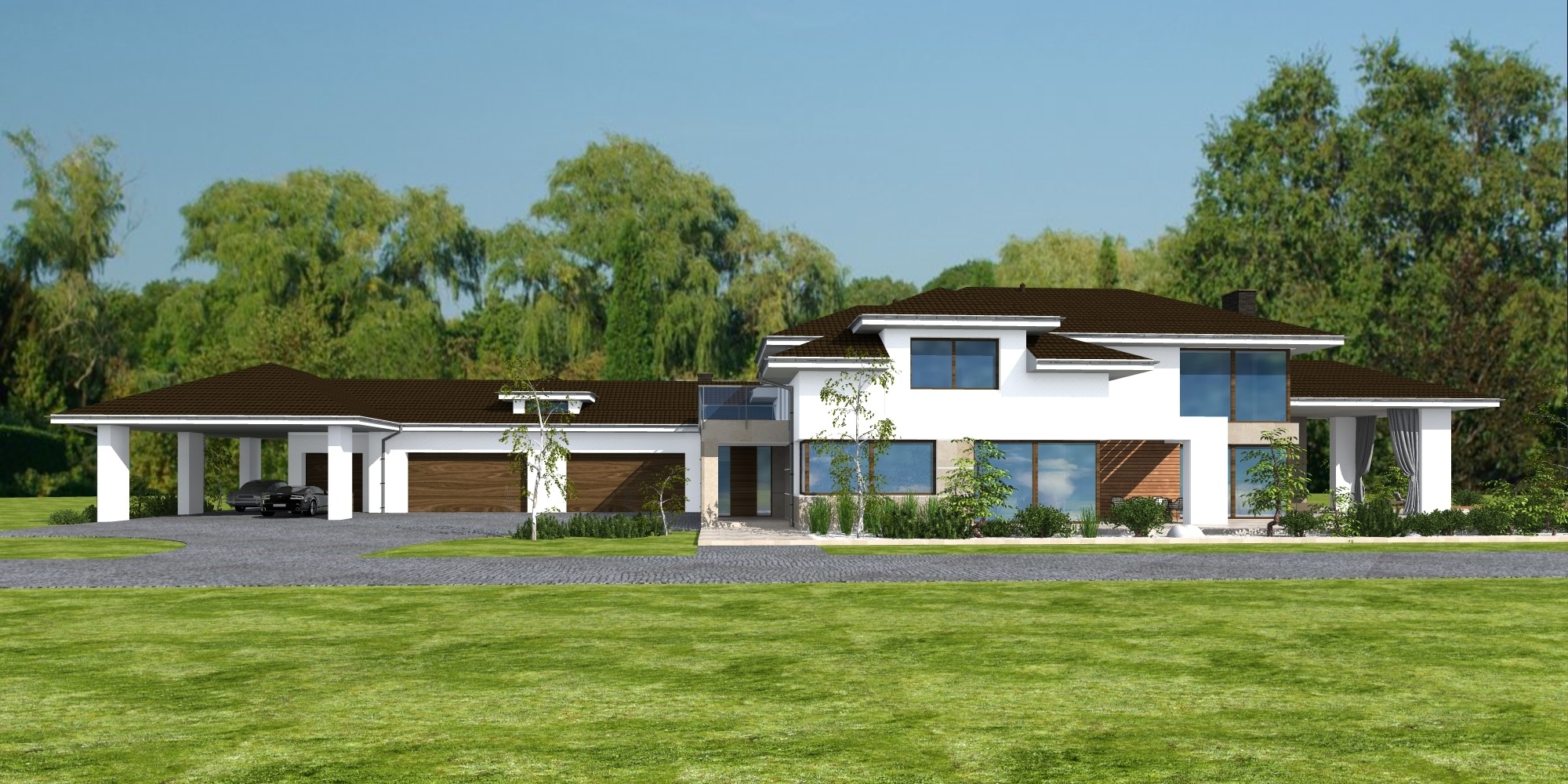 Luksusowa rezydencja w stylu klasycznym z basenem. Autor: Architekt Jarosław Włodarczyk | Włodarczyk Projekt Sieradz