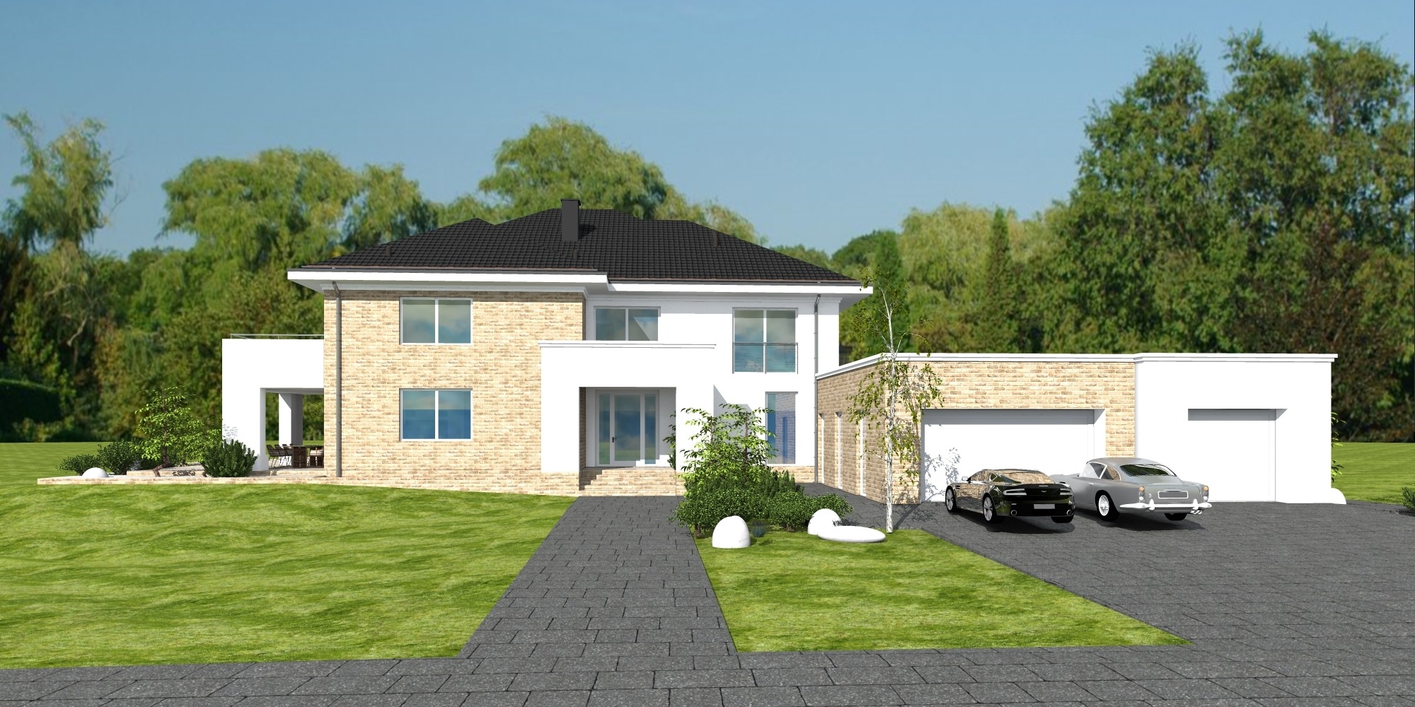 Projekt luksusowej rezydencji z basenem w Łodzi. Autor: Architekt Jarosław Włodarczyk | Włodarczyk Projekt - Sieradz.