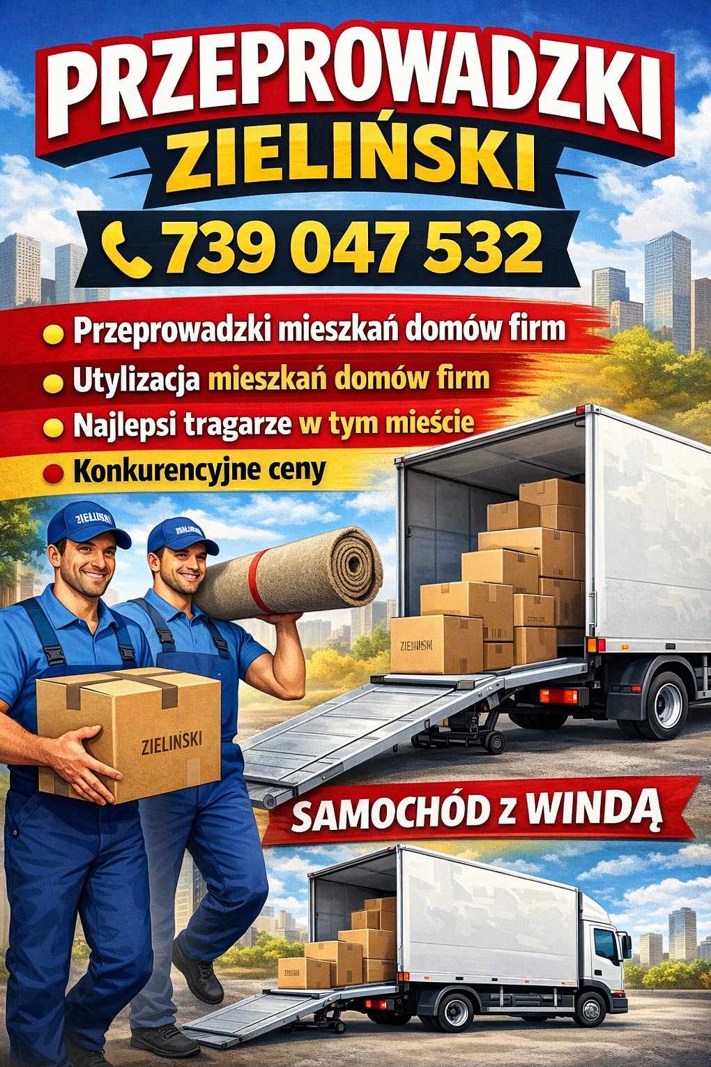 Przeprowadzki Zieliński samochód z windą