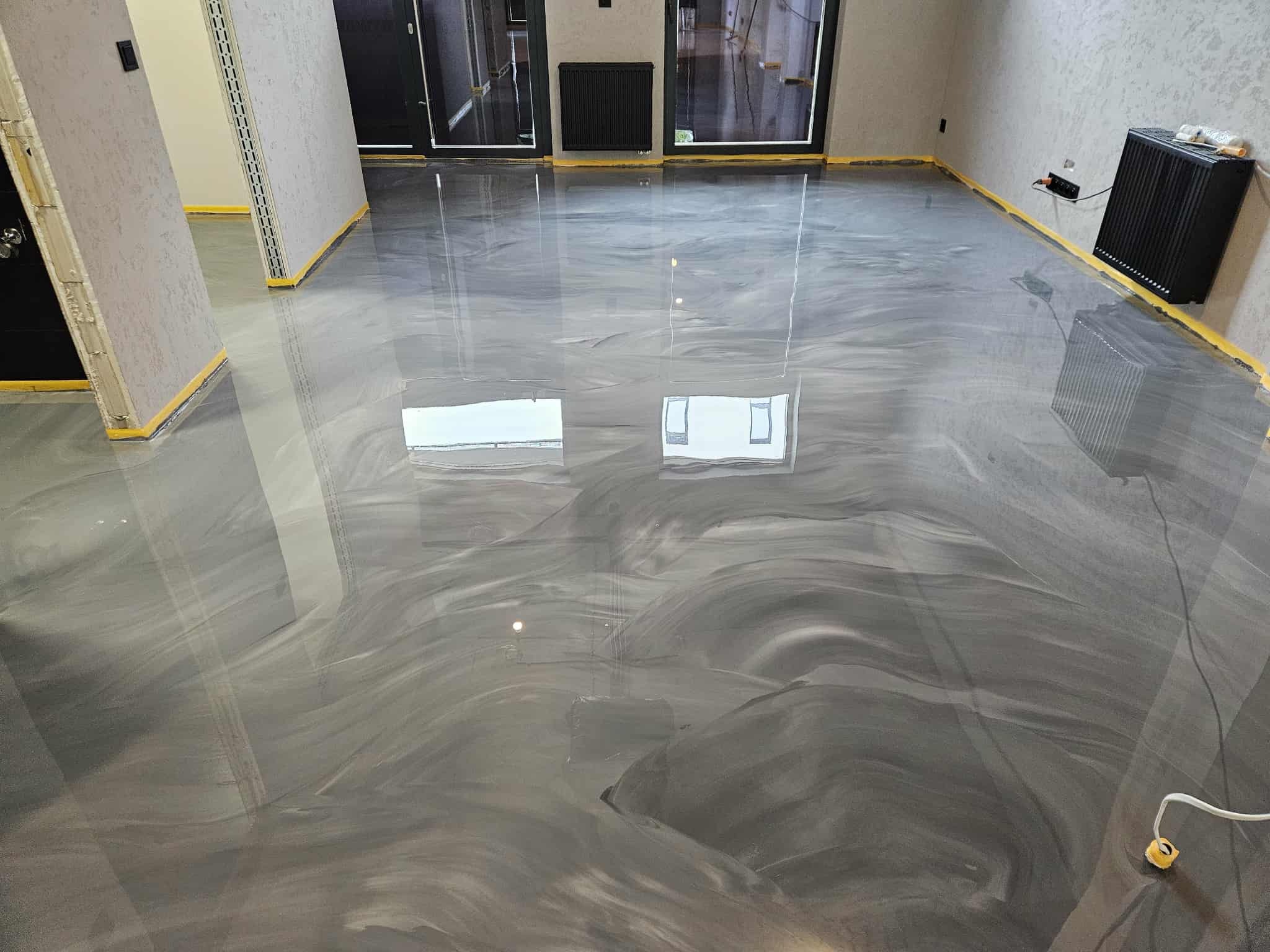 posadzka dwubarwna wykonana dla salonu barberskiego