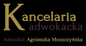 Eleganckie logo kancelarii adwokackiej z inicjałem 'K' w kolorze złotym, napisem 'Kancelaria Adwokacka' i imieniem adwokata na czarnym tle.