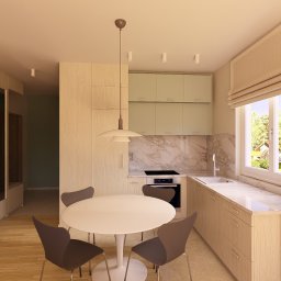 Pracownia projektowania wnętrz Olga Kucharzewska - Aneks z częścią jadalną w kawalerce