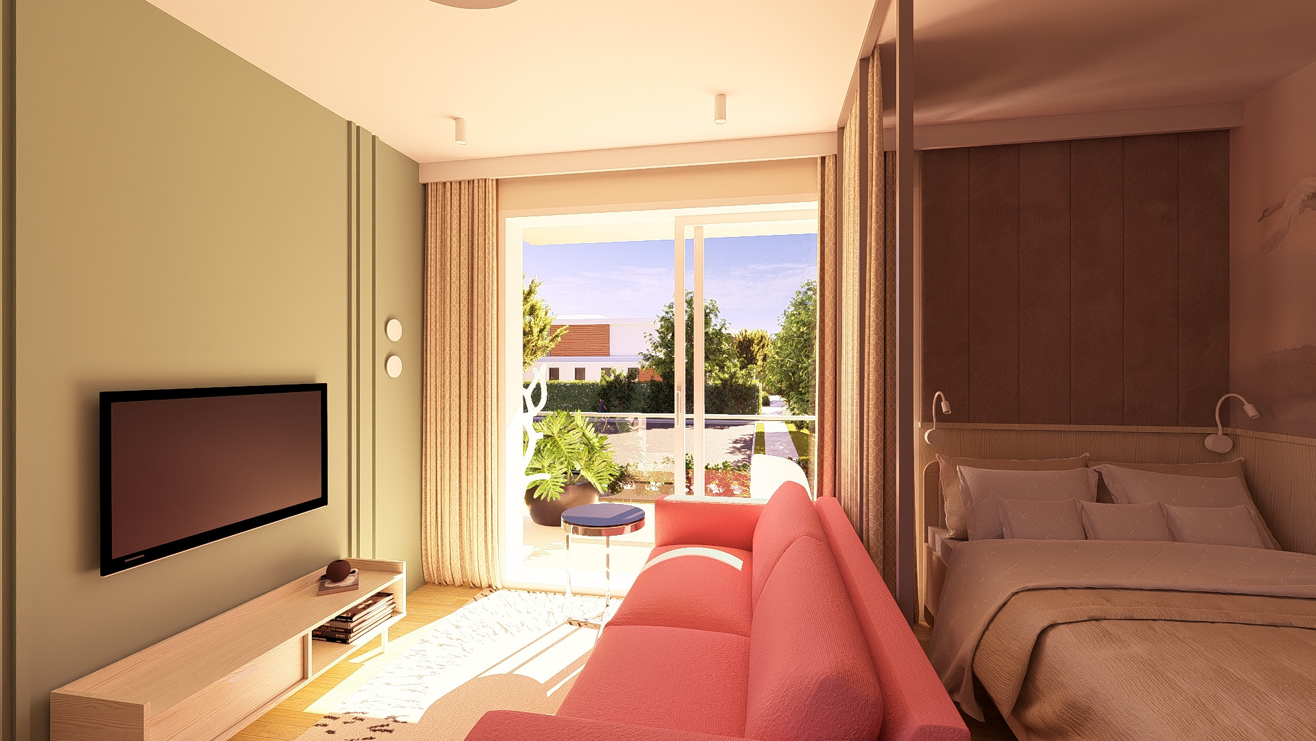 Wydzielona sypialnia w kawalerce