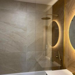 Parawan nawannowy ze szkła 8mm, okucia mosiądz szczotkowany