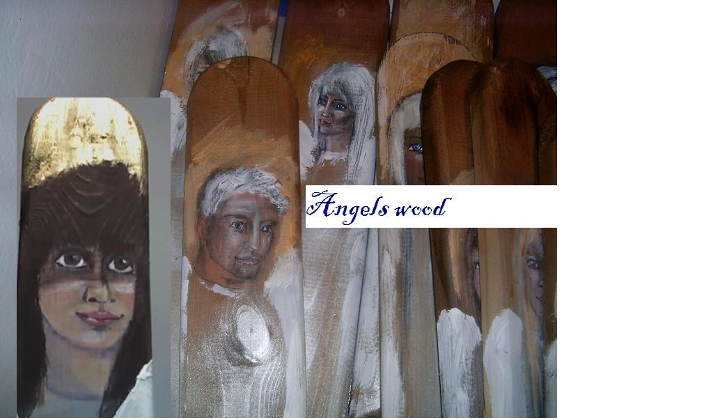 aniołki malowane na deskach