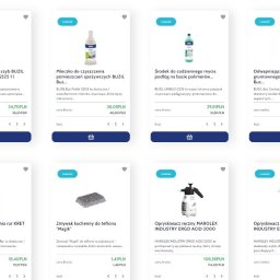 Anton Redko - Kafelki produktów czyszczących Buzil i Marolex, w tym uniwersalny środek, koncentrat do szyb, mleczko, środek do podłóg, odwapniacz, preparat do sanitariatów i inne.