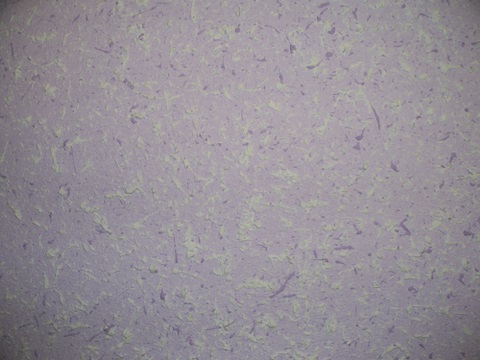 Jasnofioletowa ściana pokryta tapetą natryskową Dialcolor z delikatnymi, nieregularnymi wzorami i włóknami w odcieniach bieli i fioletu.