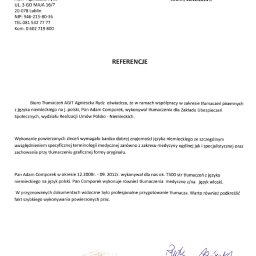 Referencje z Biura Tłumaczeń AGIT, Lublin