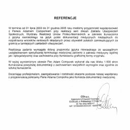 Referencje z Biura Tłumaczeń CDI, Łódź