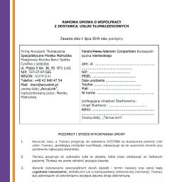 Umowa współpracy z Biurem Tłumaczeń Specjalistycznych Arcus Link, Łódź