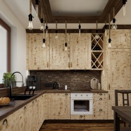 Wizualizacja kuchni z litego drewna 