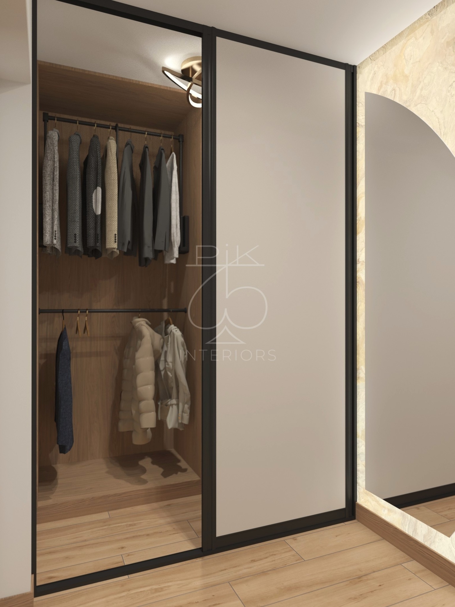 Wiatrołap z garderobą w zabudowie