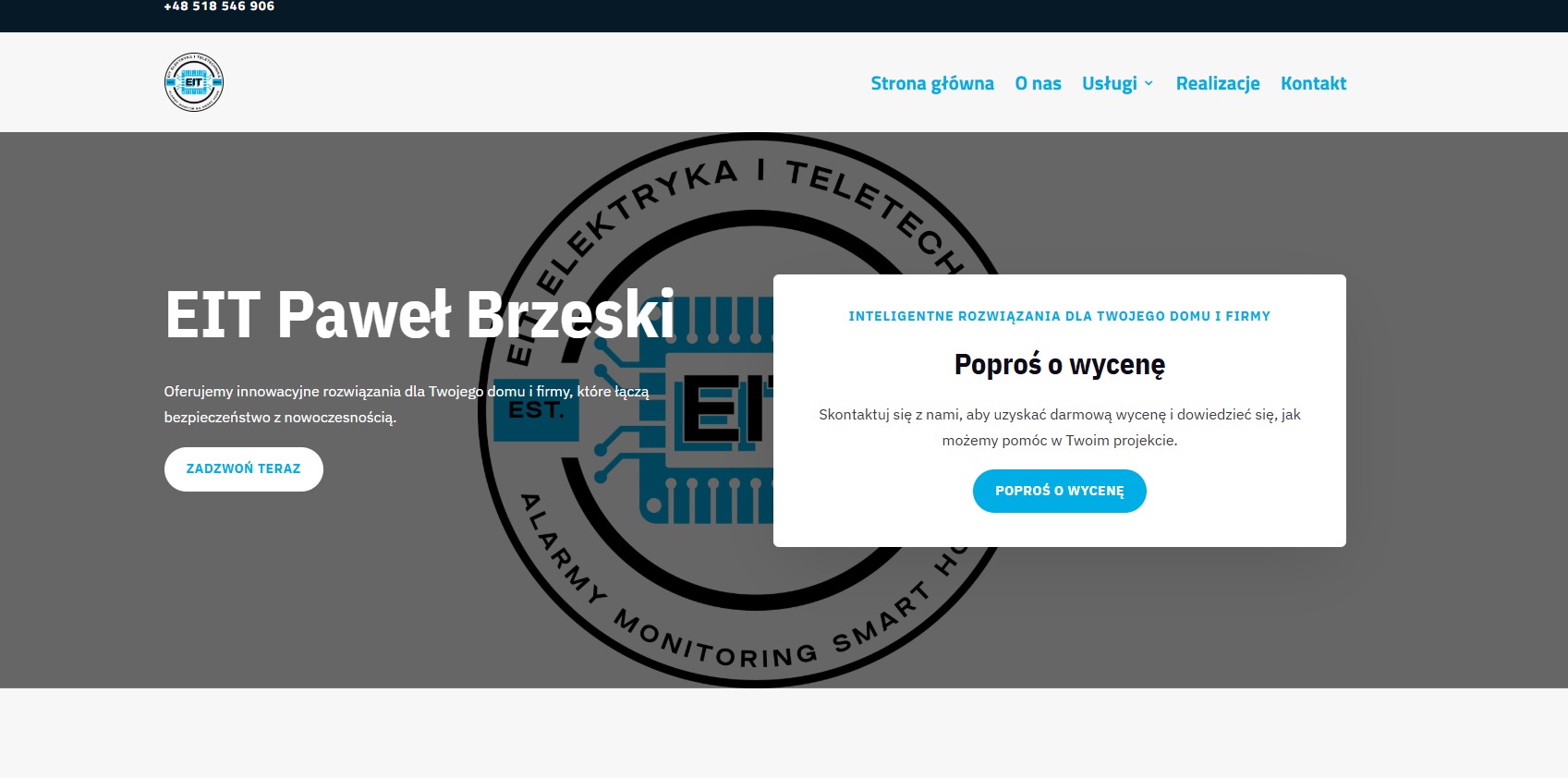 ostatnio realizowany projekt strony (wordpress)