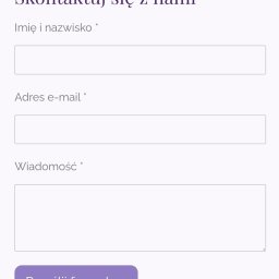 Wiktoria Kawa - Formularz kontaktowy z polami: Imię i nazwisko, Adres e-mail, Wiadomość oraz przyciskiem 'Prześlij formularz' na jasnym tle. Minimalistyczny design.