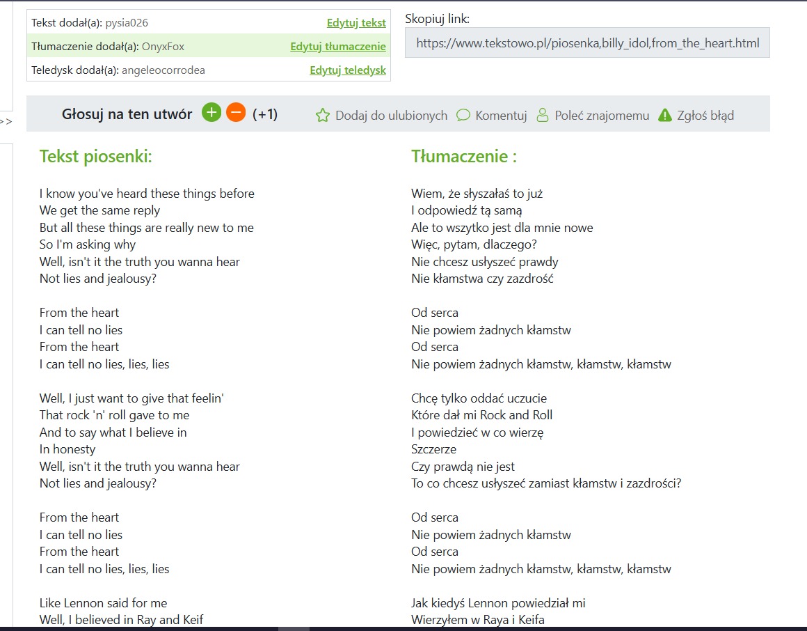 Tłumaczenie piosenki From the Heart z języka angielskiego na polski
