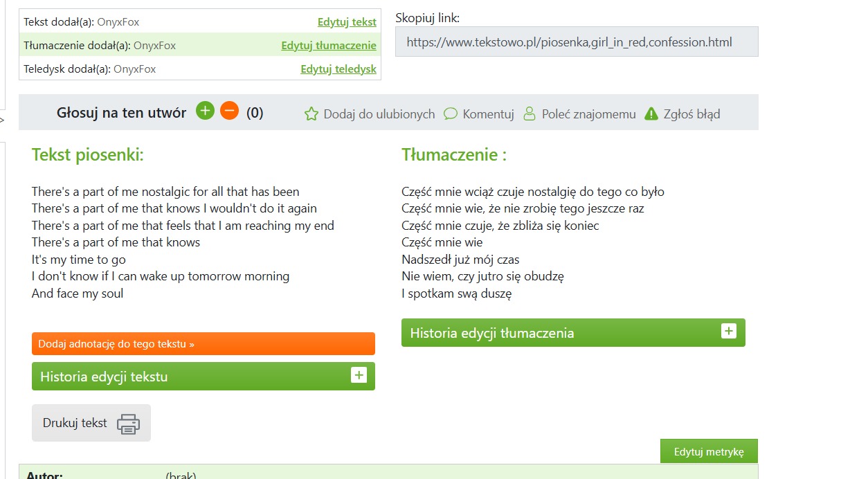 Tłumaczenie piosenki Confession (autorstwa Girl in Red) z języka angielskiego na polski