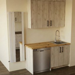 Kacper Moczydłowski Claserio Pracownia Stolarska - Wizualizacja 'kącika zmywalnego' w szerszym projekcie na kilku ścianach.