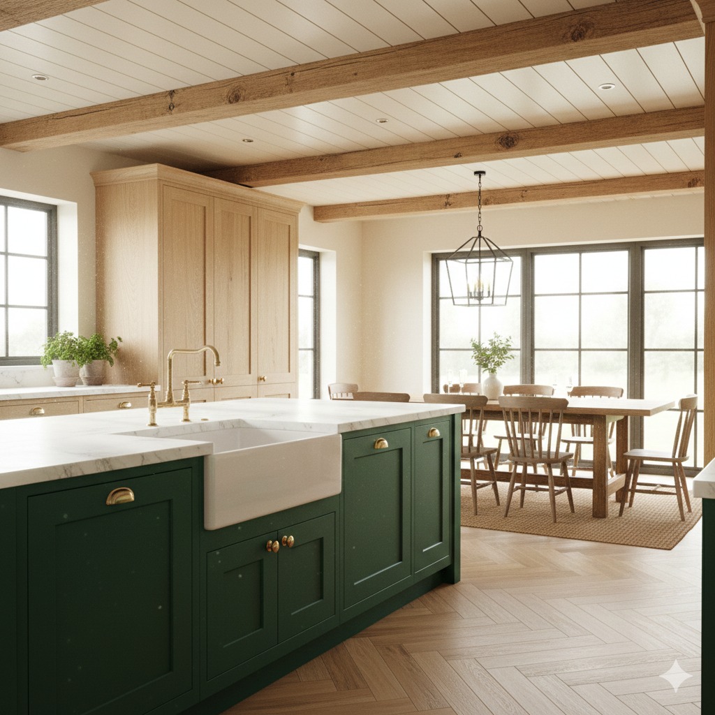 Kuchnia w stylu wiejskim z elementami boho