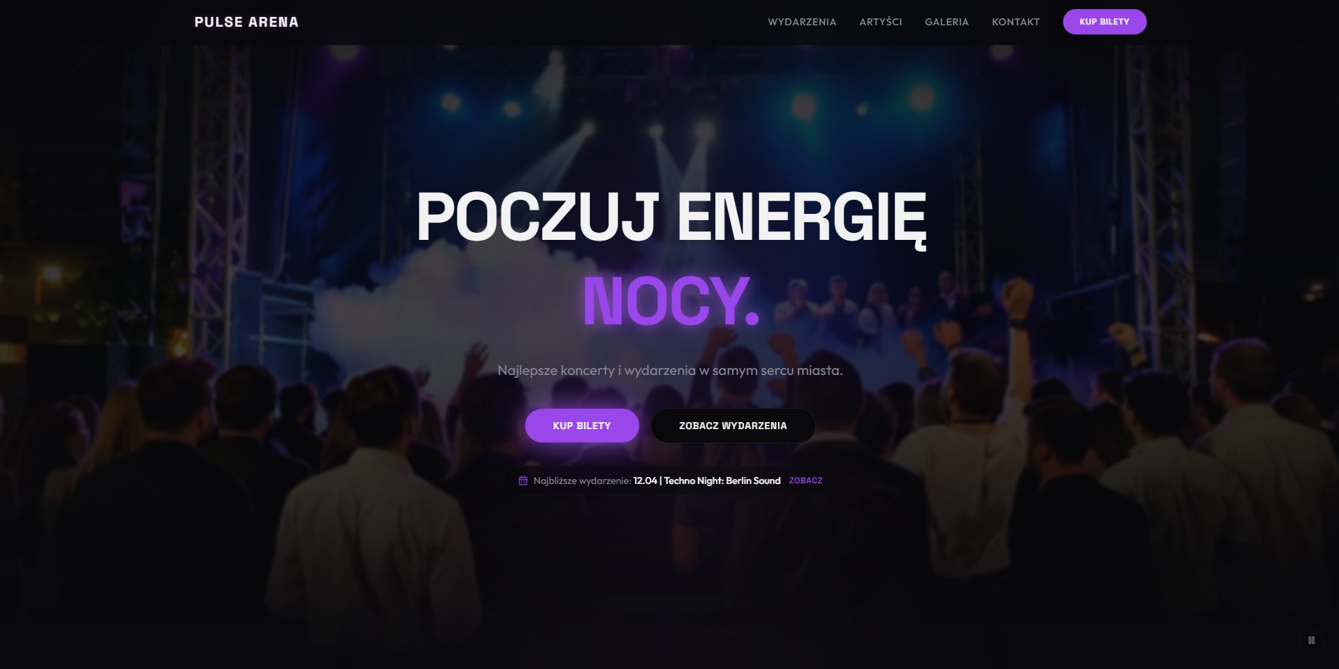 Przykładowy projekt strony internetowej dla klubu muzycznego.