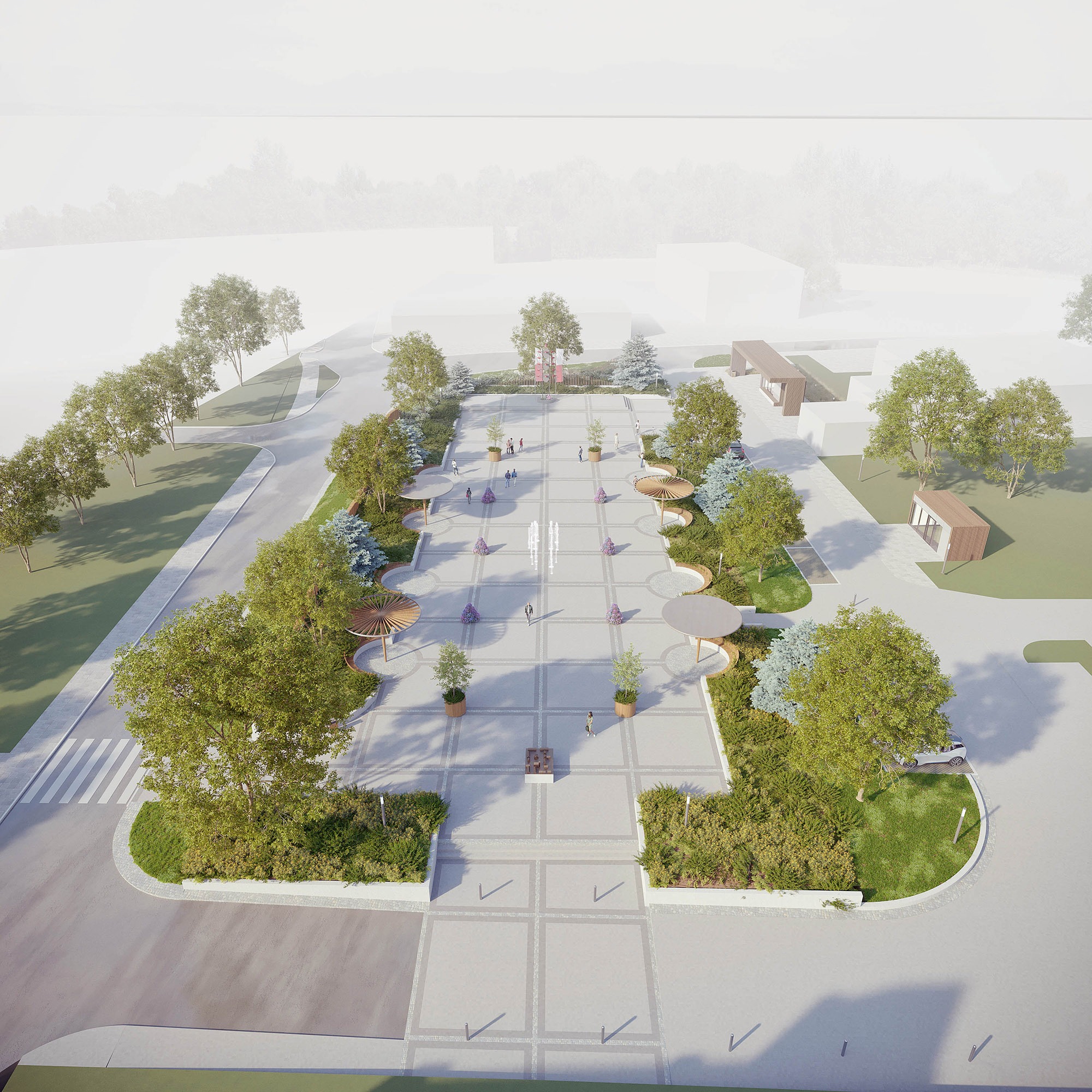 Koncepcja architektoniczna zabytkowej przestrzeni publicznej w centrum Białego Boru, 2025