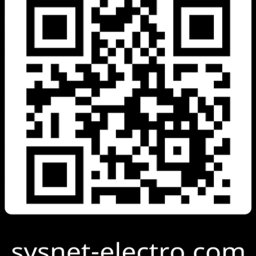 SYSNET-ELECTRO.COM Artur Gęgotek - Czarno-biały kod QR z adresem strony internetowej sysnet-electro.com na dole. Kod jest wyraźny i czytelny, umieszczony na białym tle z zaokrąglonymi rogami.