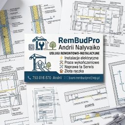 Rem Bud Pro Andrii Nalyvaiko - Schematy instalacji elektrycznych i wykończeniowych, plany wnętrz z detalami technicznymi, wizytówka firmy remontowo-instalacyjnej RemBudPro Andrii Nalyvaiko.