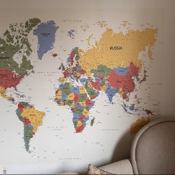 Druk na ścianie Mapa Świata 220 cm x 170 cm 