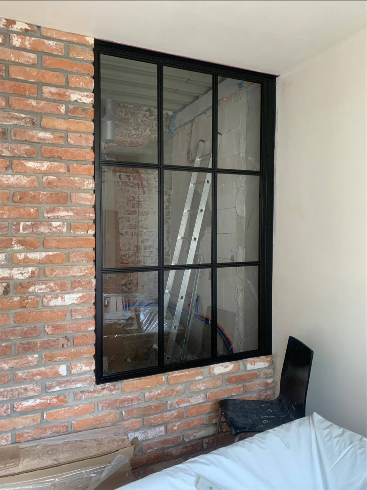 Ścianka stalowo- szklana w stylu LOFT.