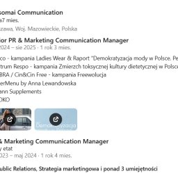 Karolina Rutkowska - Profil firmy Lensomai Communication z ofertami pracy: Senior PR & Marketing Communication Manager i PR & Marketing Communication Manager. Lista klientów.