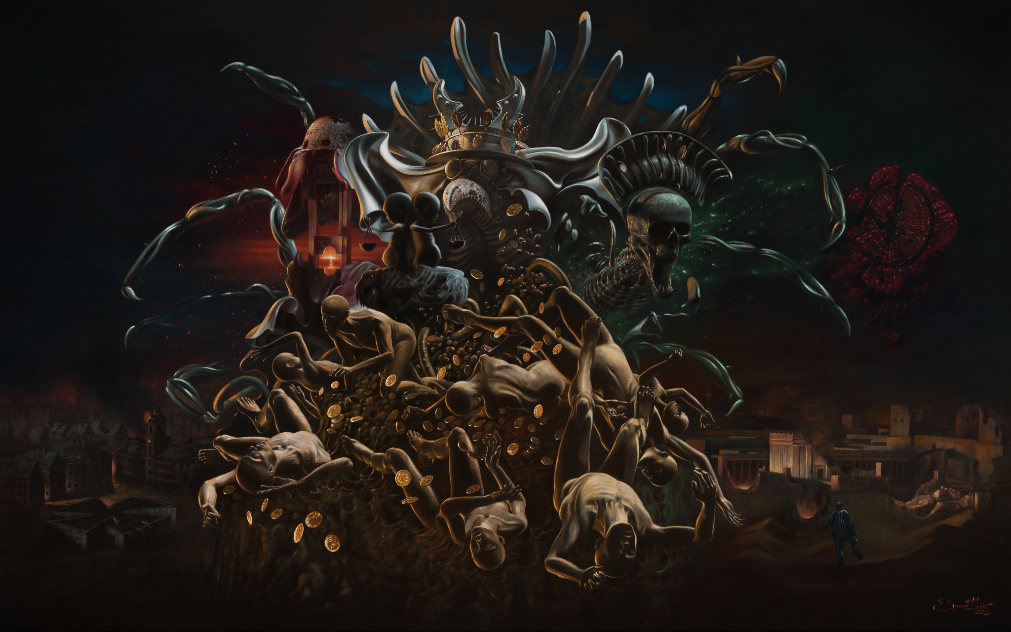 Obraz olejny 'Czterej Jeźdźcy Apokalipsy', 240x150 cm