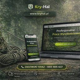 Strona wizytówkowa dla Przedsiębiorstwa Wielobranżowego KRY-HAL z Wielkopolski. Firma specjalizuje się w pracach wysokościowych z wykorzystaniem technik alpinistycznych oraz usługach ogrodniczych.