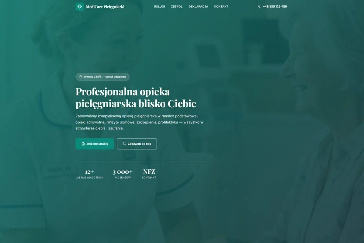 Strona przygotowana dla opieki pielęgniarskiej