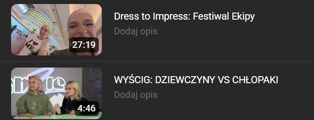 filmy zrobione na potrzeby rekrutacji dla 'Ekipy', niestety odpadłem z 3 etapu gdzie dostało się już tylko 8 osób.